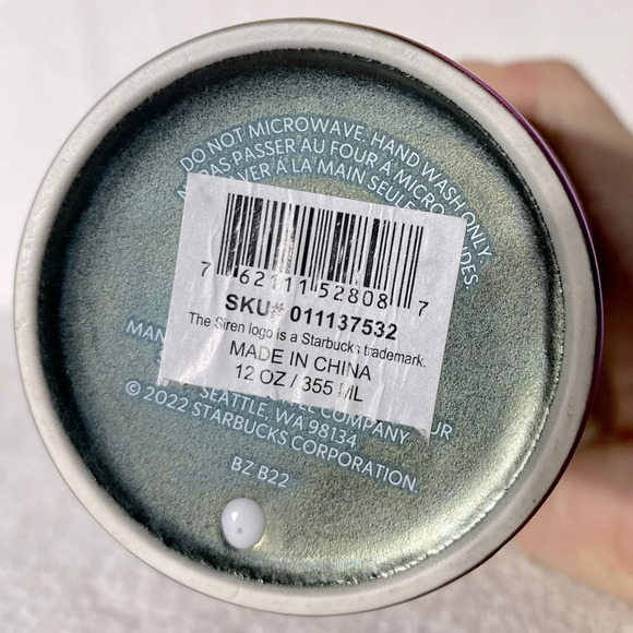 Starbucks 12 Oz Oil Slick Multi Color Rainbow Ceramic Cup With Lid 2022 - Picture 7 of 12